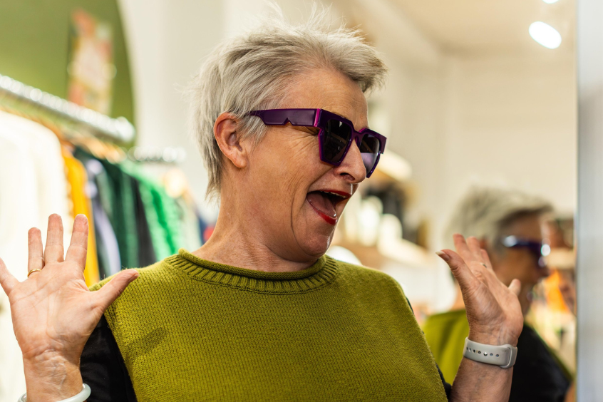 Shopping in Taupō - there are lots of botique options. This lady is finding some gems to buy